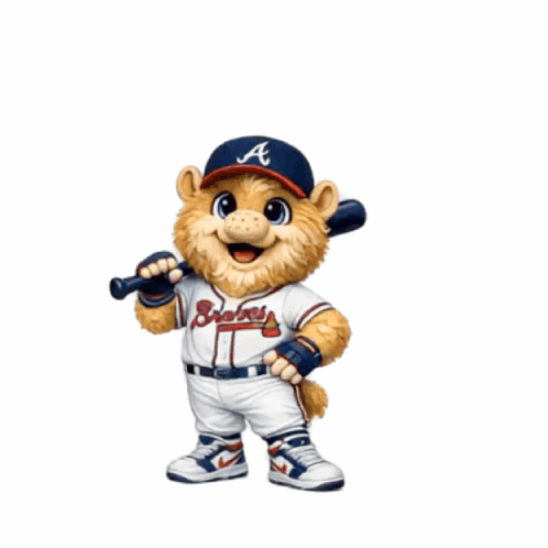 Cartoon in Baseball Uniform Holding Bat