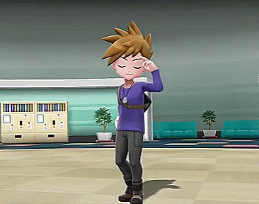 Cartoon in Purple Shirt and Black Pants