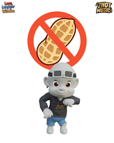Cartoon In Zhot Sweatshirt In Front Of No Peanut Symbol GIF