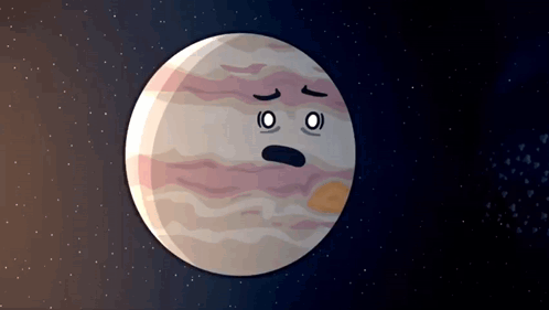 Cartoon Jupiter Afraid Of Asteroids GIF