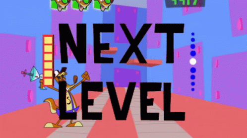 Cartoon Kangaroo Holding Megaphone Saying Next Level