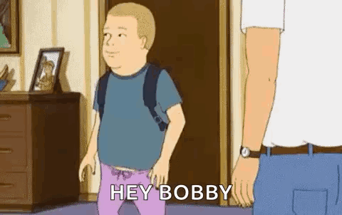 Cartoon King of the Hill Character Saying Hey Bobby