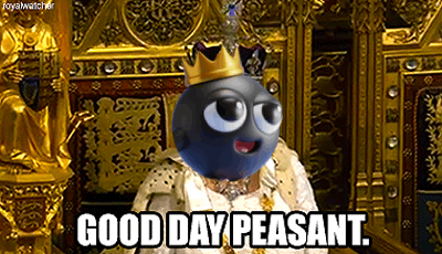 Cartoon King On Throne Saying Good Day Peasant GIF