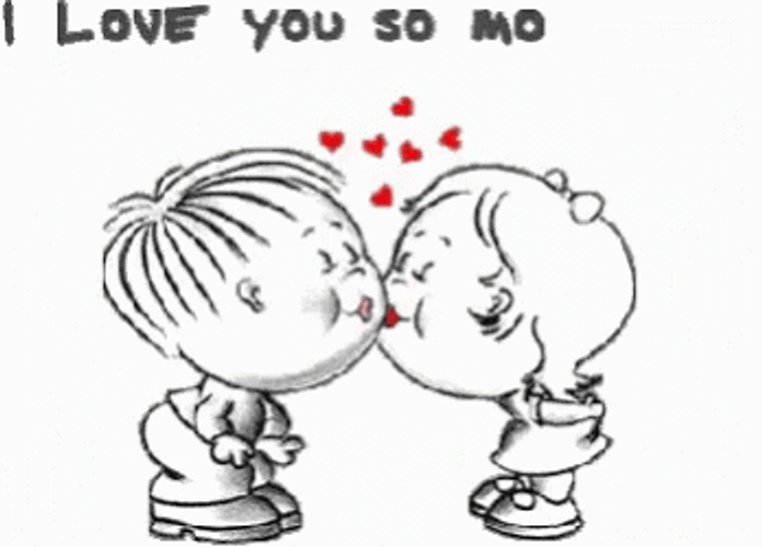 Cartoon Kiss Love You So Much GIF