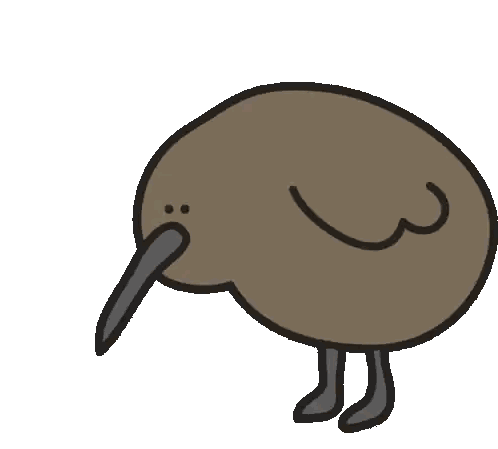 Cartoon Kiwi with Long Beak and Feet