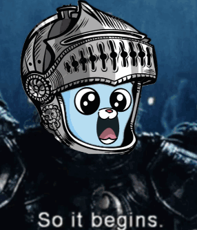 Cartoon Knight Helmet Saying So It Begins GIF