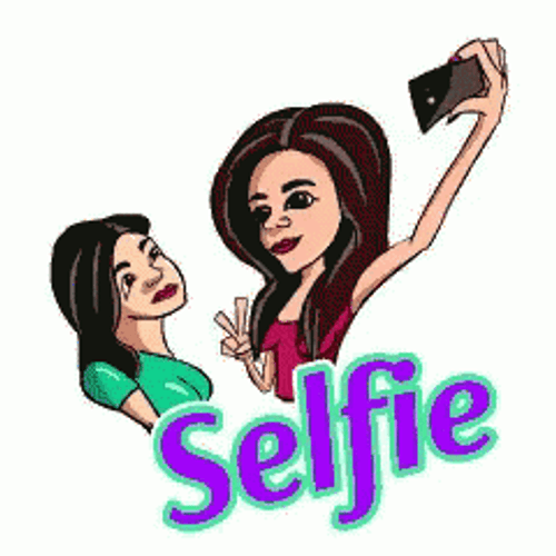 Cartoon Ladies Selfie GIF