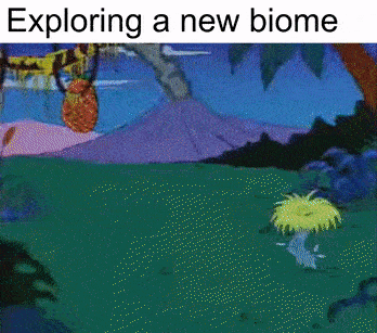 Cartoon Landscape Exploring a New Biome