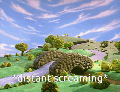 Cartoon Landscape with Distant Screaming