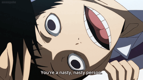 Cartoon Laying Down Says You're A Nasty Nasty Person GIF