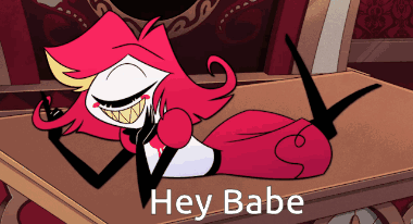 Cartoon Laying on Table Saying Hey Babe