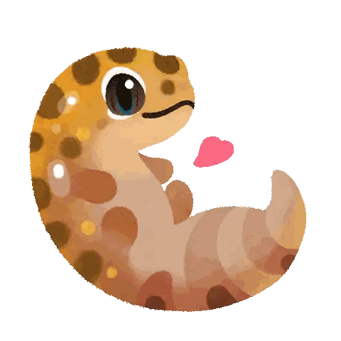 Cartoon Leopard Gecko With Heart