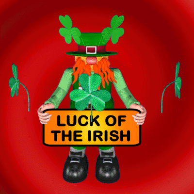 Cartoon Leprechaun Holding Luck of the Irish Sign