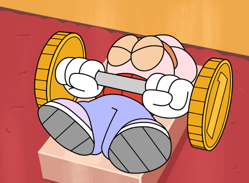 Cartoon Lifting Barbell With Gold Coins