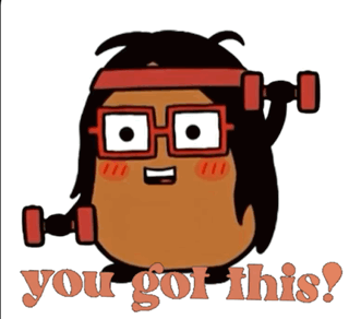Cartoon Lifting Dumbbells You Got This GIF