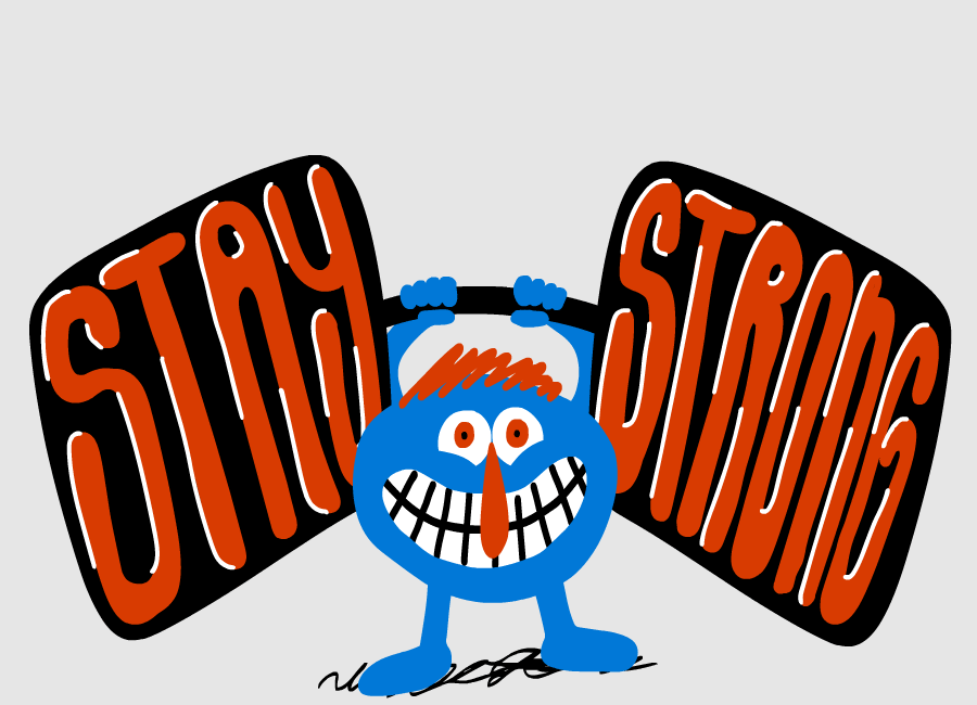 Cartoon Lifting Weights Stay Strong GIF