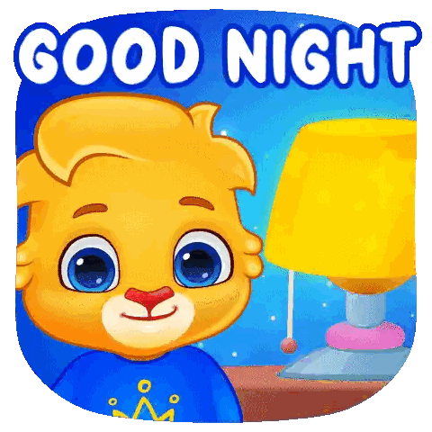 Cartoon Lion Good Night Yellow Lamp