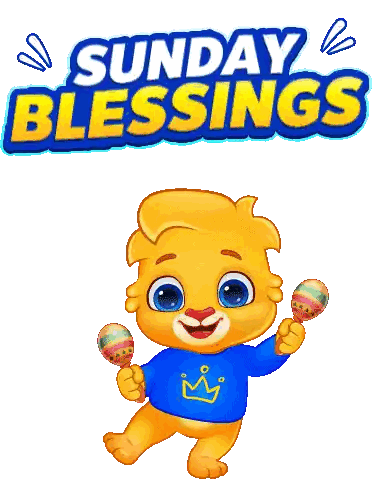 Cartoon Lion Holding Maracas Sunday Blessings