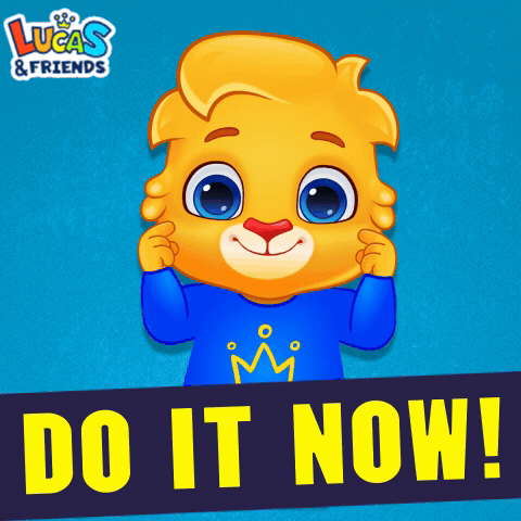Cartoon Lion in Blue Shirt Lucas & Friends
