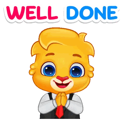 Cartoon Lion in Suit and Tie Says Well Done