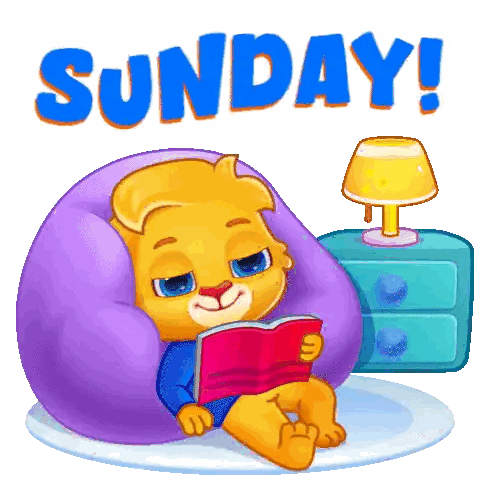 Cartoon Lion Reading Book on Bean Bag