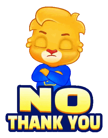 Cartoon Lion Saying No Thank You