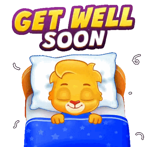 Cartoon Lion Sleeping With Get Well Soon
