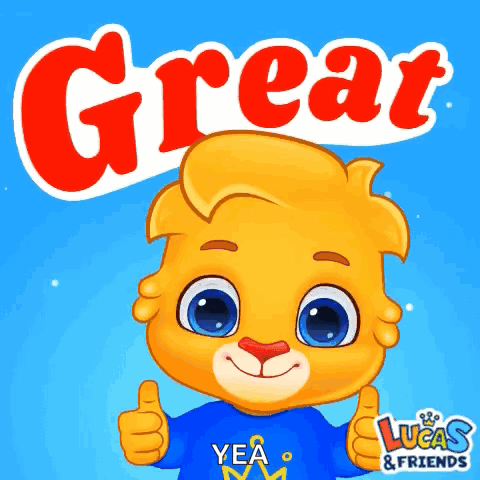Cartoon Lion Thumbs Up Great Yea Lucas & Friends GIF