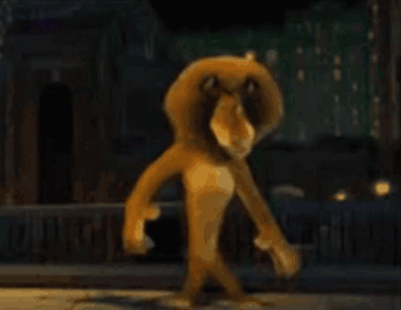 Cartoon Lion Walking Down Street