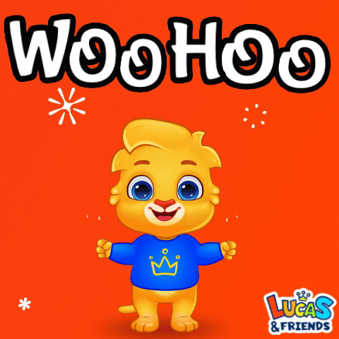 Cartoon Lion Wearing Blue Sweater And Crown GIF