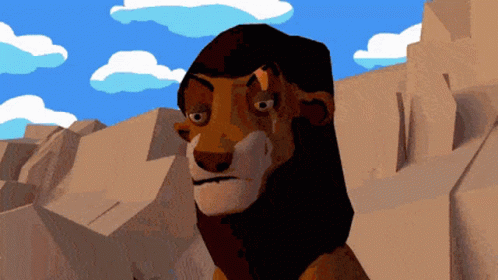 Cartoon Lion With Blue Sky and Clouds