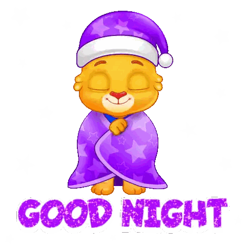 Cartoon Lion Wrapped in Purple Blanket