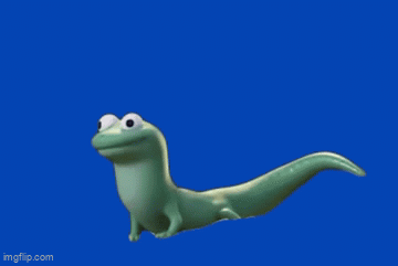 Cartoon Lizard Flying With Tongue Out GIF