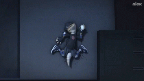 Cartoon Lizard Laying On Wall With Nick Logo GIF