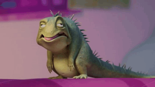 Cartoon Lizard Making Funny Face With Mouth Open GIF