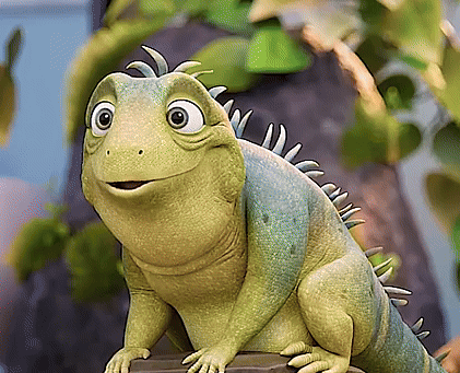 Cartoon Lizard Sitting on Rock Smiling