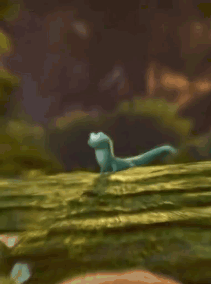 Cartoon Lizard Standing On Mossy Hill GIF