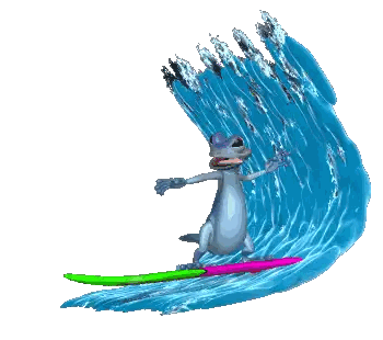Cartoon Lizard Surfing Wave