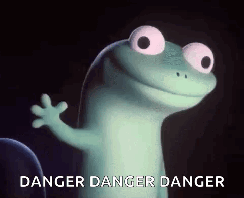 Cartoon Lizard Waving Danger