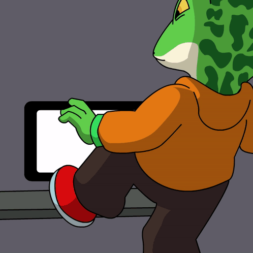 Cartoon Lizard Wearing Orange Hoodie