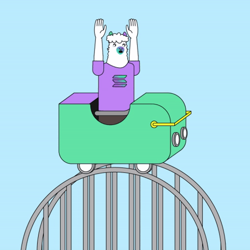 Cartoon Llama on Roller Coaster