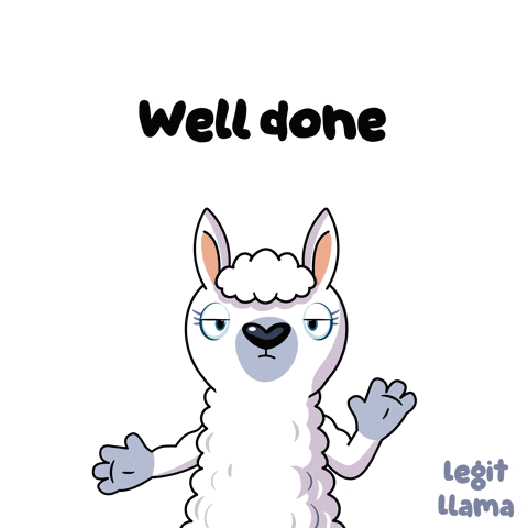Cartoon Llama Saying Well Done
