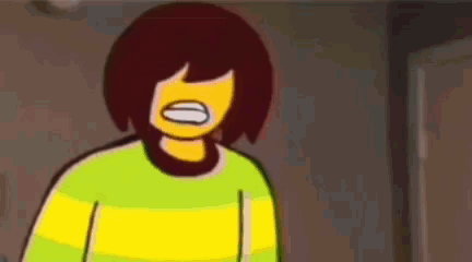 Cartoon Making Funny Face In Yellow Green Striped Shirt GIF