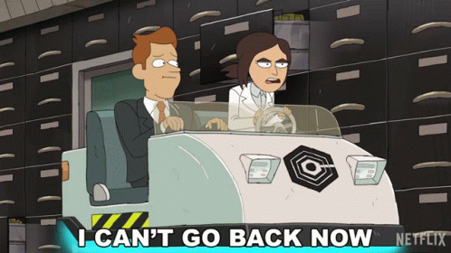 Cartoon Man And Woman Driving Car I Cant Go Back Now GIF