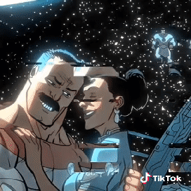 Cartoon Man and Woman Holding Gun With TikTok Logo
