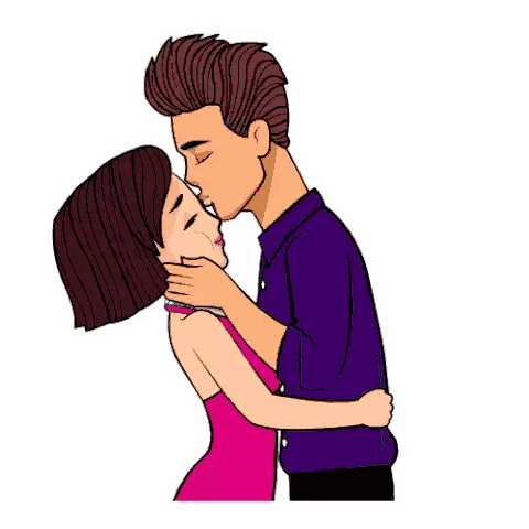 Cartoon Man and Woman Hugging