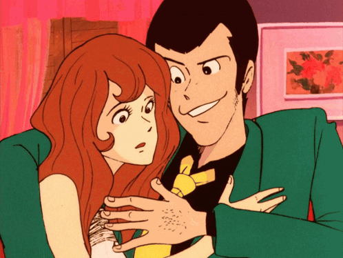 Cartoon Man and Woman Hugging