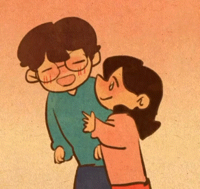 Cartoon Man and Woman Hugging