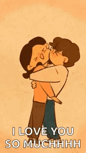 Cartoon Man and Woman Kissing