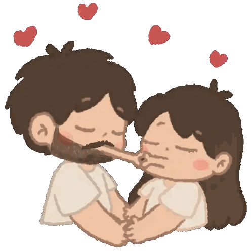 Cartoon Man and Woman Kissing